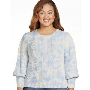 Time and Tru Women's Mixed Rib Sweater in Blue and‎ White Size XXL (20) NWT